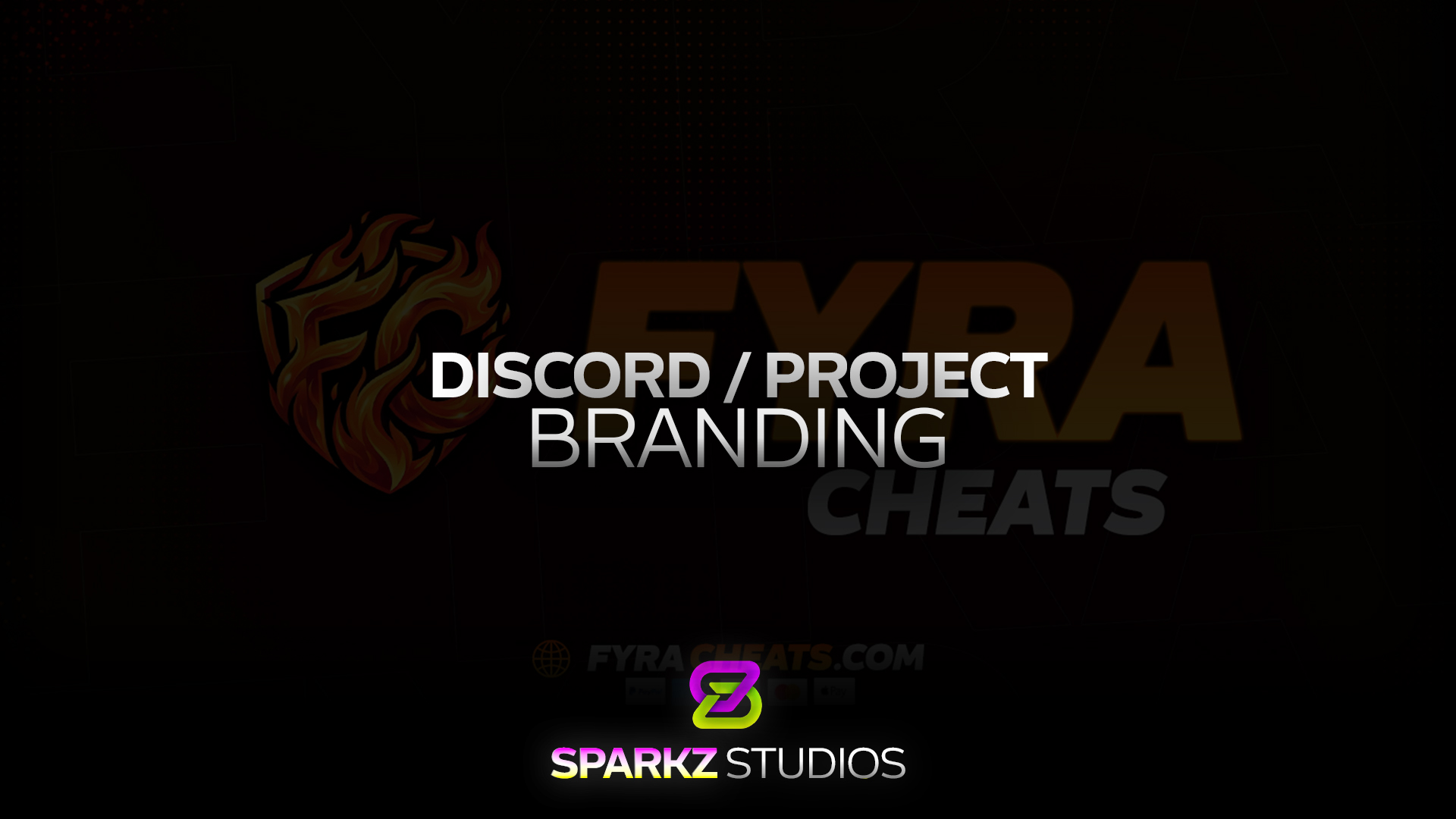 Dark orange Discord branding featuring the Fyra logo and banner graphics.